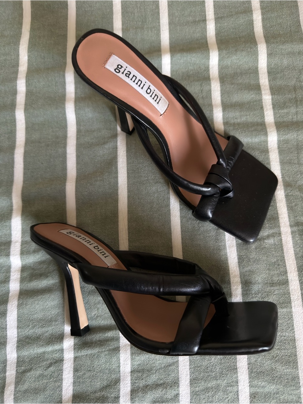 Gianni Bini Black Knot-Detail Square-Toe Heeled Sandals